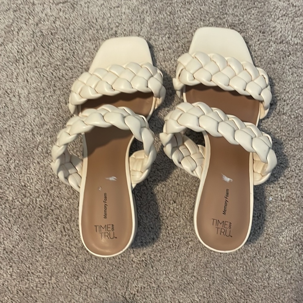 TIME AND TRU memory form braided heels. Cream color